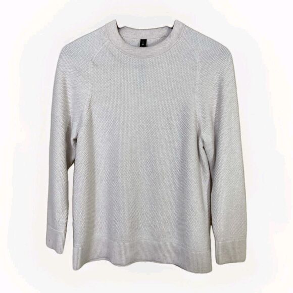 lululemon athletica Sweaters - Flaw Lululemon Sweater Womens XS Cream Crew Neck Textured Cotton Blend Pullover